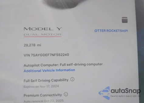 2022 Tesla Model Y Performance Dual Motor All-Wheel Drive из США, поврежденный, VIN 7SAYGDEF7NF552240